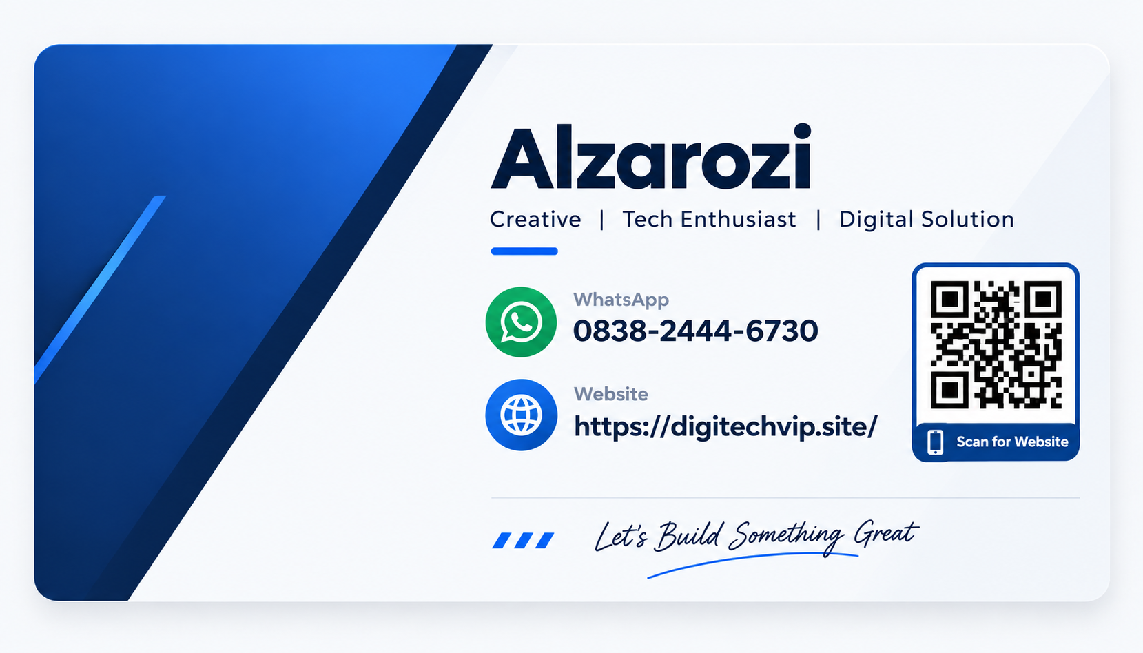 Kartu Nama Alzarozi - Admin Delitech.id